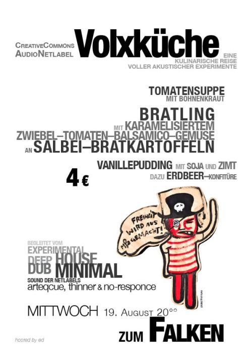 NetlabelAudio-Volxküche am Mittwoch (19. August) im Falken